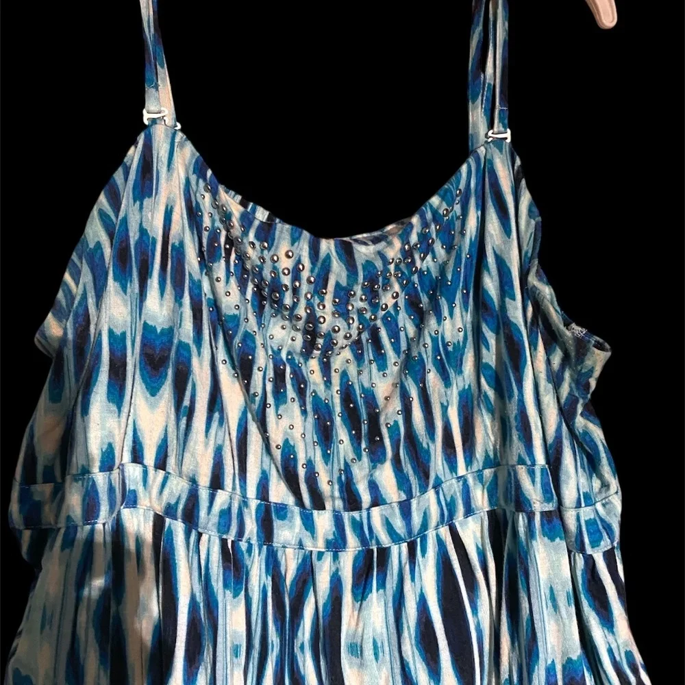 Lane Bryant Sleeveless Spaghetti Strap Tank Top Studded Size 22/24 Blue Wave - Picture 3 of 5